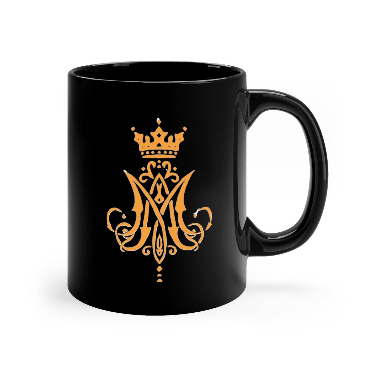 Marian Monogram Black Mug, Marian Monogram Coffee Mug, Blessed Virgin Mary Mug, Catholic Mug, Marian Mug, Catholic gift, Gift for Mom, Gift for Dad, Religious Mug, Christian Mug