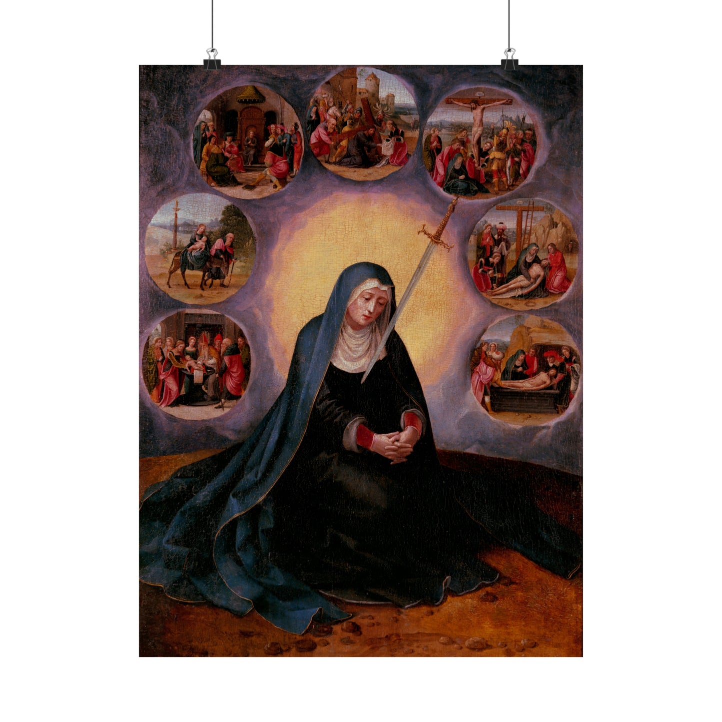 Our Lady of Sorrows Poster, Blessed Virgin Mary Poster, Catholic Art, Catholic Gift, Catholic Gifts, Wall Art, Catholic décor, Traditional Catholic