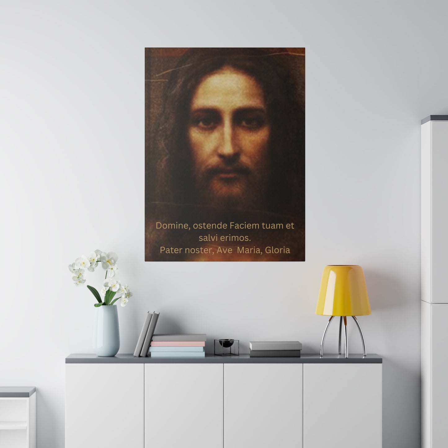 Holy Face of Jesus Wall Hanging Latin Prayers, Holy Face of Jesus Canvas, Catholic Art, Traditional Catholic Devotion, Traditional Catholic Gift, Catholic Décor, Latin Prayers