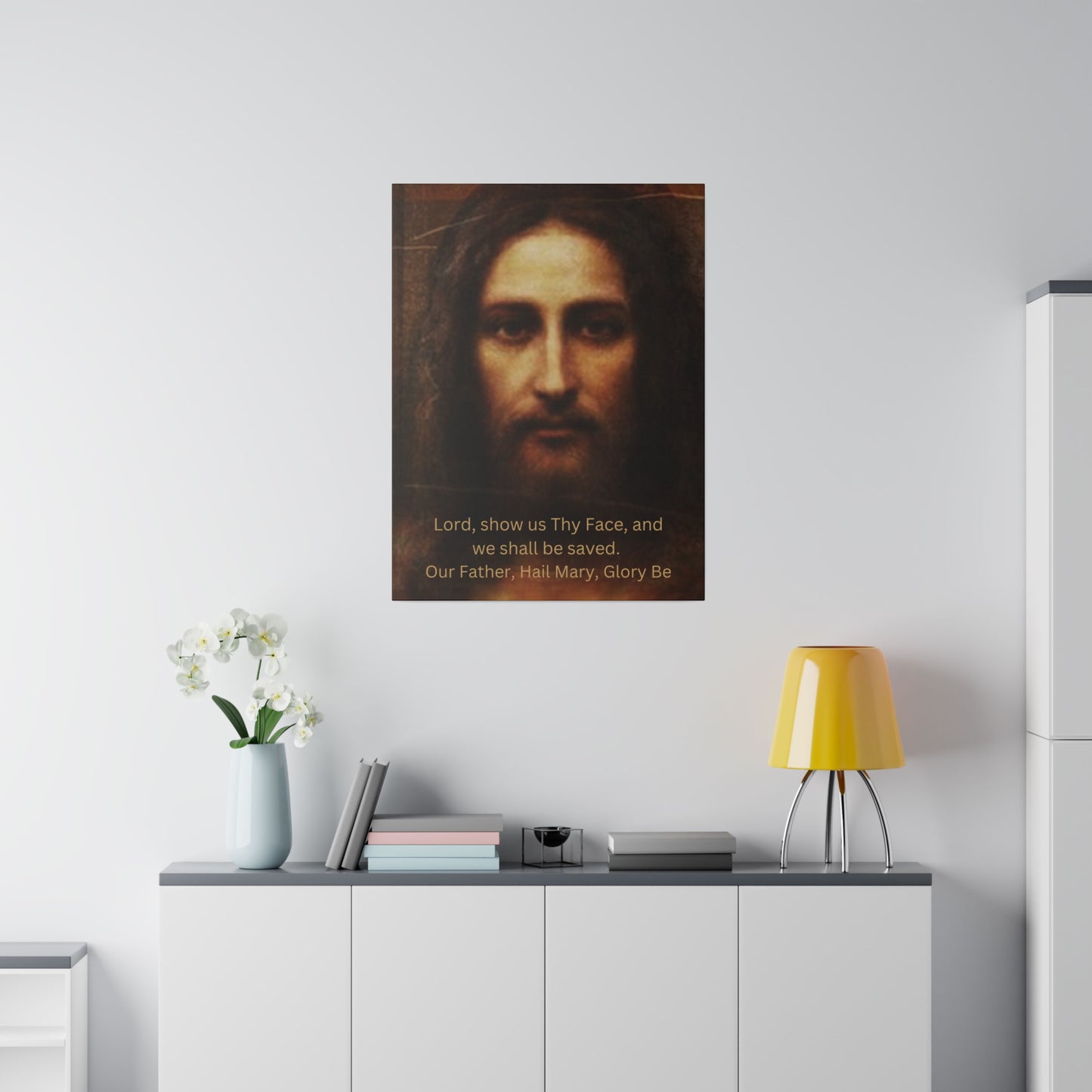 Holy Face of Jesus Wall Hanging with English Prayers, Holy Face of Jesus Canvas, Catholic Art, Traditional Catholic Devotion, Traditional Catholic Gift, Catholic Décor