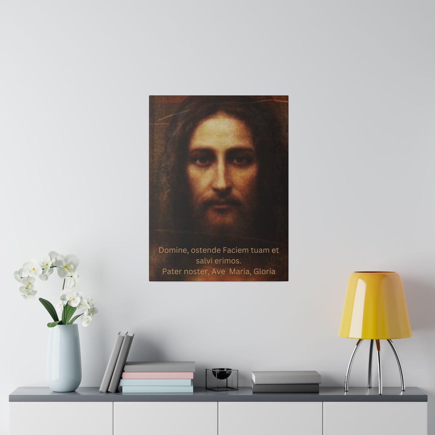 Holy Face of Jesus Wall Hanging Latin Prayers, Holy Face of Jesus Canvas, Catholic Art, Traditional Catholic Devotion, Traditional Catholic Gift, Catholic Décor, Latin Prayers