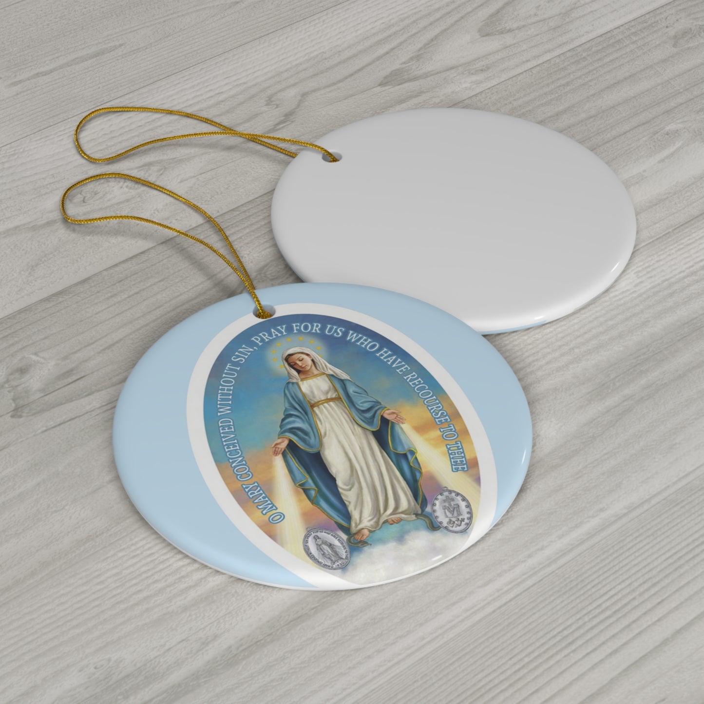 Miraculous Medal Ceramic Ornament, Miraculous Medal Ornament, Catholic Christmas Ornament, Marian Christmas, Marian Ornament, Traditional Catholic Ornament, Traditional Catholic Gift, Catholic Gifts