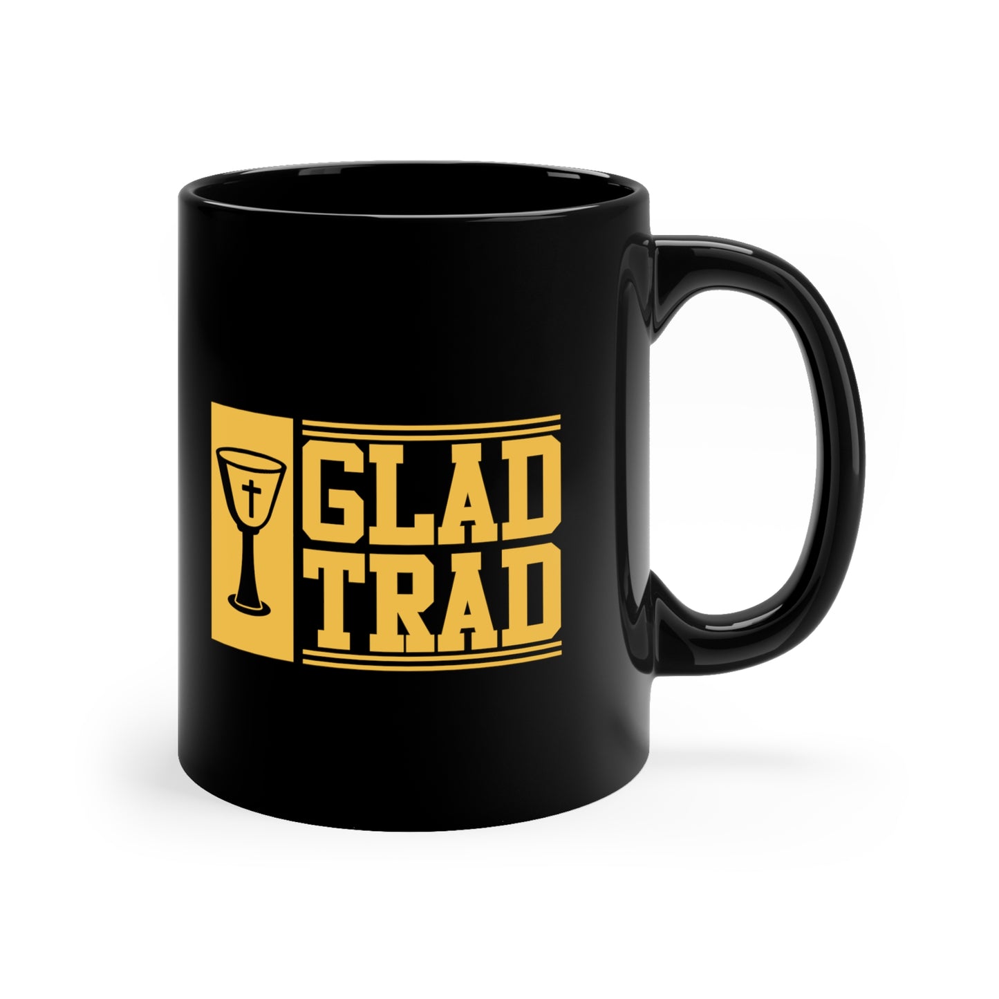 Glad Trad 11oz Black Mug, Catholic Mug, Catholic gift, Gift for Mom, Gift for Dad, Religious Mug, Christian Mug