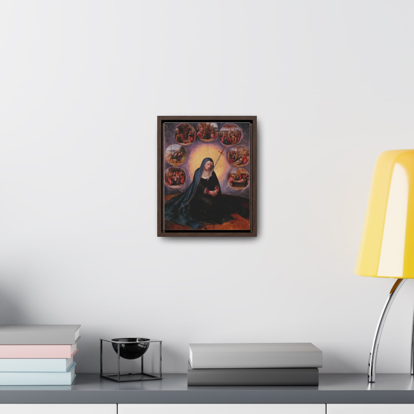 Our Lady of Sorrows Gallery Canvas Wrap, Vertical Frame, Our Lady of Sorrows Framed Art, Blessed Virgin Mary, Catholic Art, Catholic Gift, Catholic Gifts, Catholic Christmas