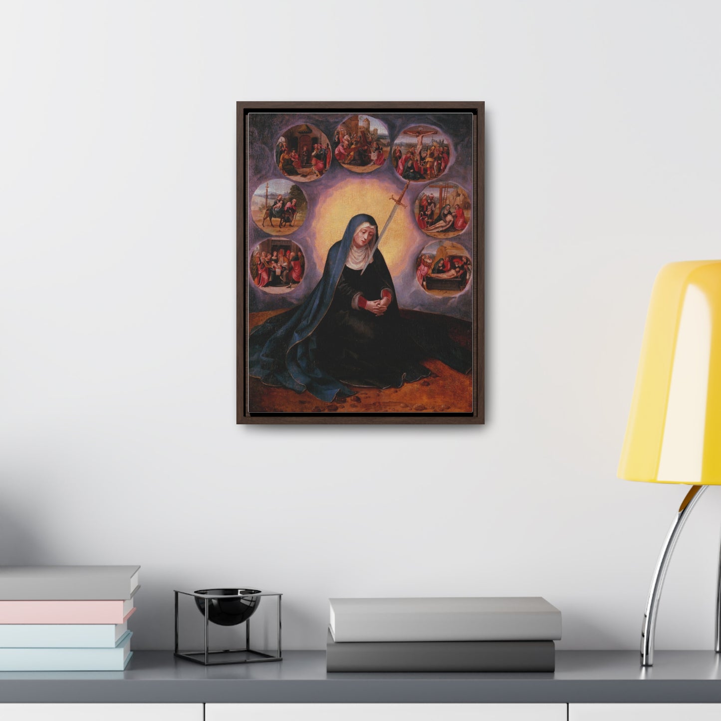 Our Lady of Sorrows Gallery Canvas Wrap, Vertical Frame, Our Lady of Sorrows Framed Art, Blessed Virgin Mary, Catholic Art, Catholic Gift, Catholic Gifts, Catholic Christmas