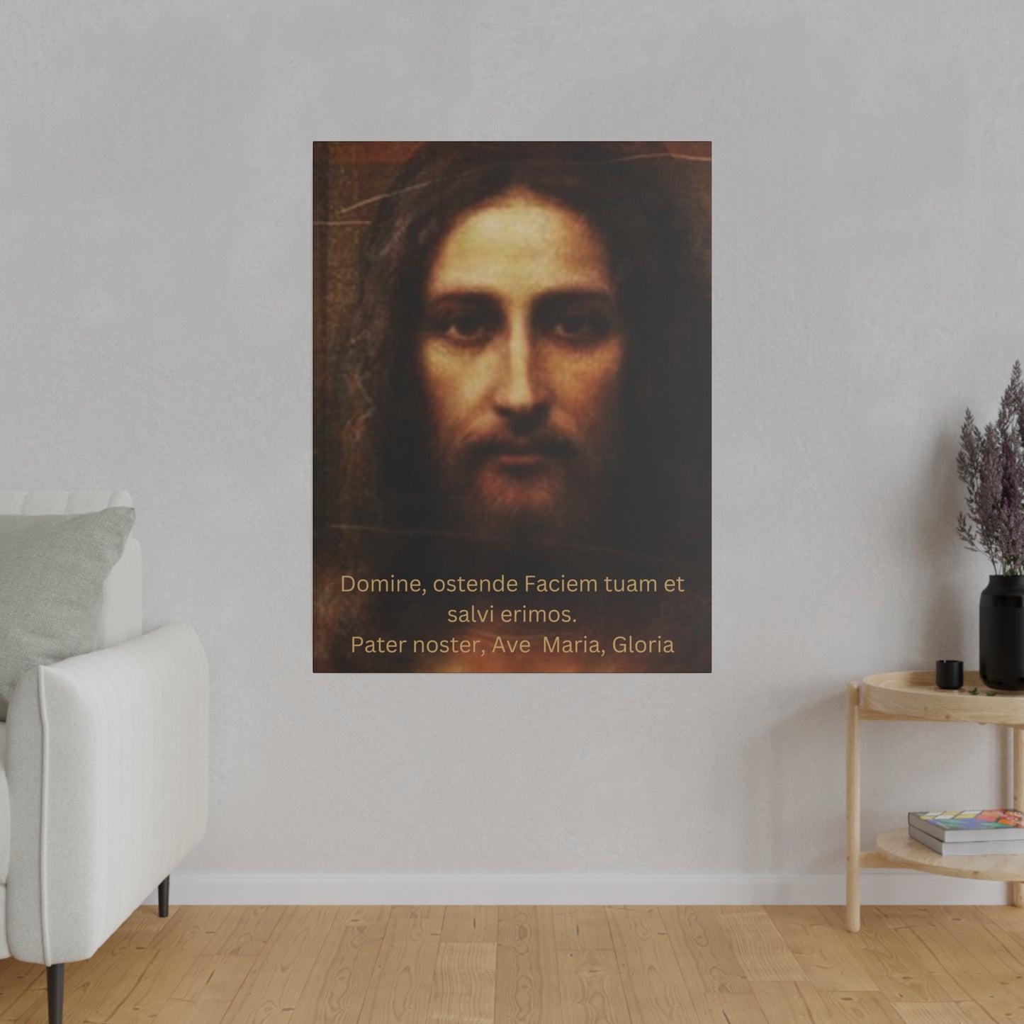 Holy Face of Jesus Wall Hanging Latin Prayers, Holy Face of Jesus Canvas, Catholic Art, Traditional Catholic Devotion, Traditional Catholic Gift, Catholic Décor, Latin Prayers