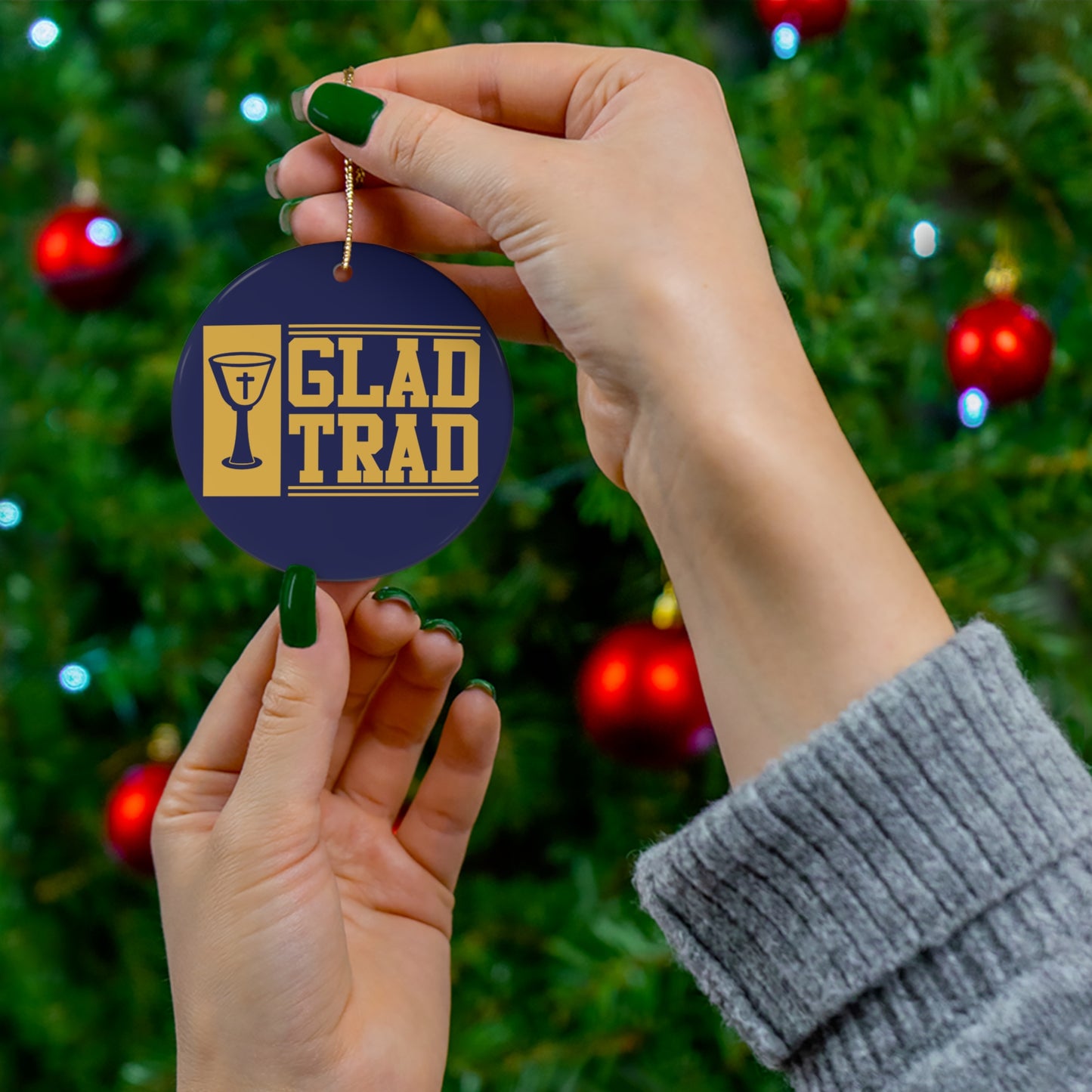 Glad Trad Ceramic Ornament, Glad Trad Christmas Ornament, Glad Trad, Traditional Catholic Ornament, Traditional Catholic Gift, Catholic Gifts, Catholic Ornament, Traditional Catholic Christmas