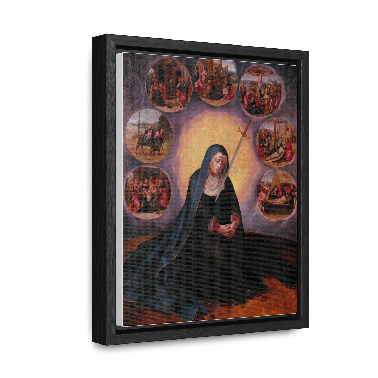 Our Lady of Sorrows Gallery Canvas Wrap, Vertical Frame, Our Lady of Sorrows Framed Art, Blessed Virgin Mary, Catholic Art, Catholic Gift, Catholic Gifts, Catholic Christmas