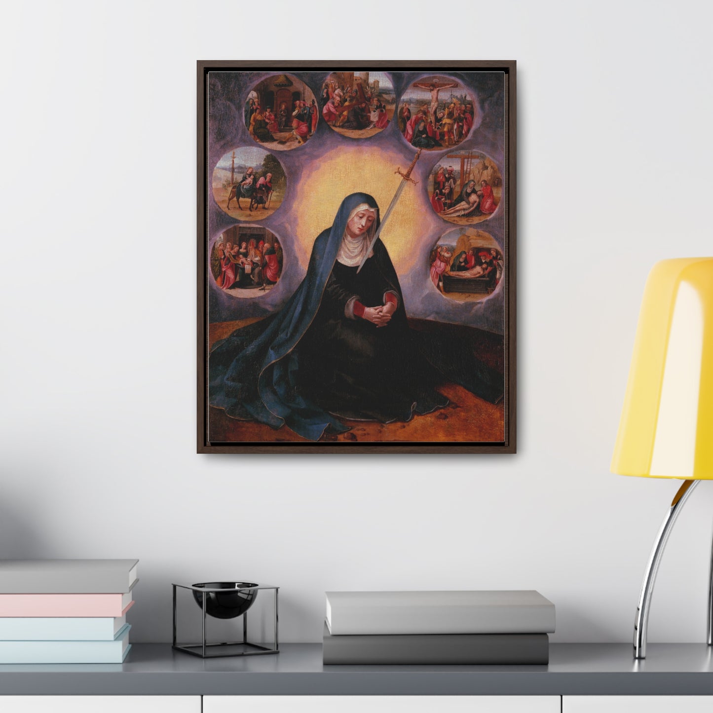 Our Lady of Sorrows Gallery Canvas Wrap, Vertical Frame, Our Lady of Sorrows Framed Art, Blessed Virgin Mary, Catholic Art, Catholic Gift, Catholic Gifts, Catholic Christmas