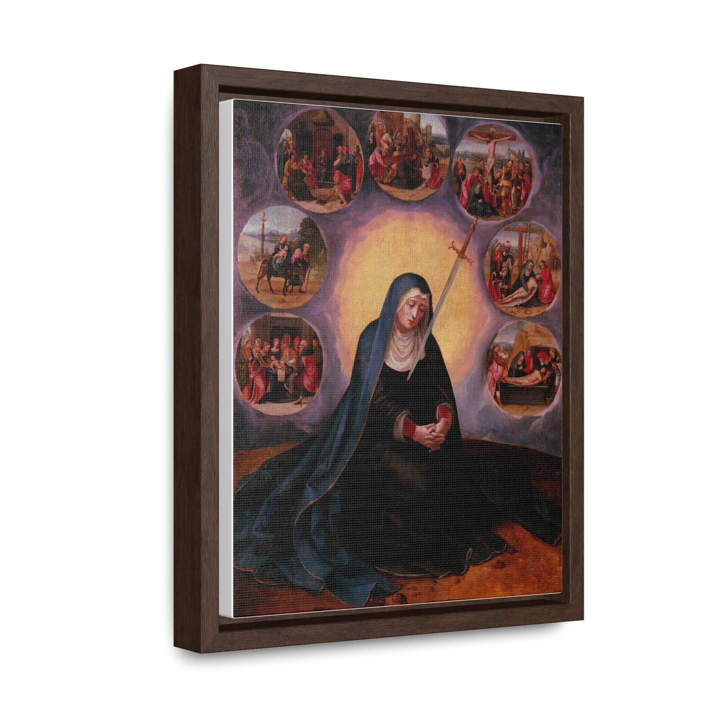 Our Lady of Sorrows Gallery Canvas Wrap, Vertical Frame, Our Lady of Sorrows Framed Art, Blessed Virgin Mary, Catholic Art, Catholic Gift, Catholic Gifts, Catholic Christmas