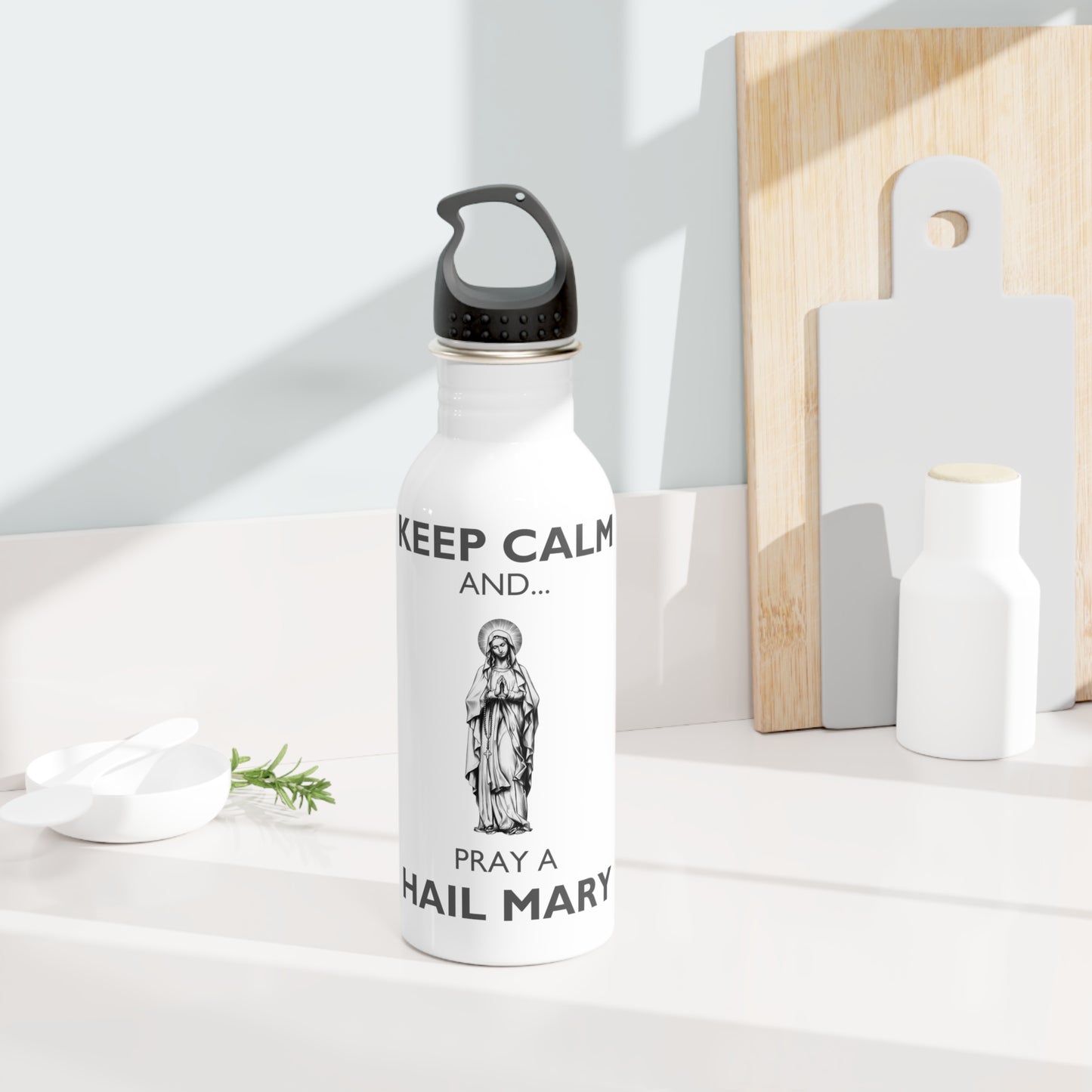 KEEP CALM AND PRAY A HAIL MARY Stainless Steel Water Bottle, Hail Mary Water Bottle, Catholic Water Bottle, Stainless Steel Water Bottle, Marian Water Bottle, Catholic Gift,