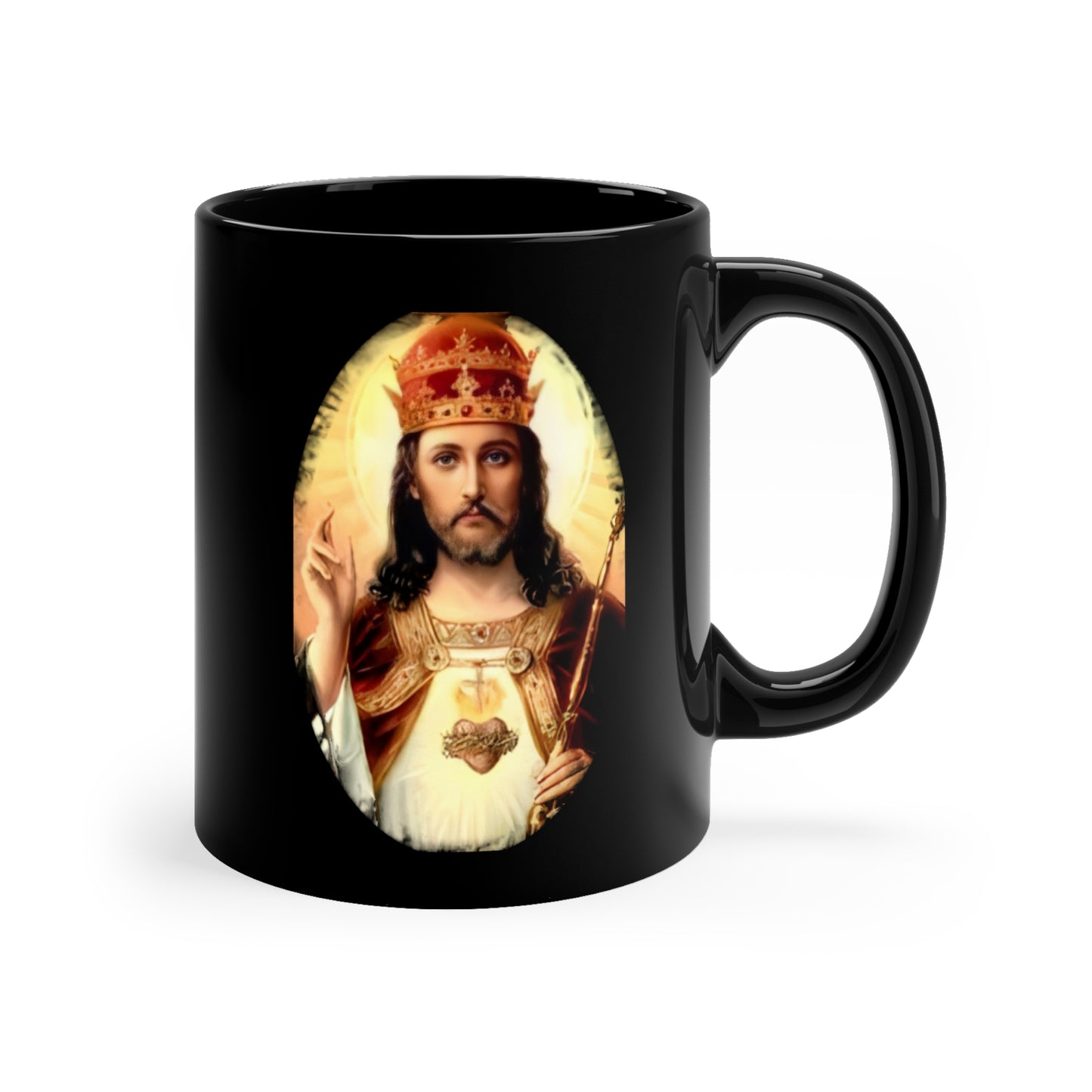 Christ the King 11oz Black Mug, Catholic Mug, Catholic gift, Gift for Mom, Gift for Dad, Religious Mug, Christian Mug