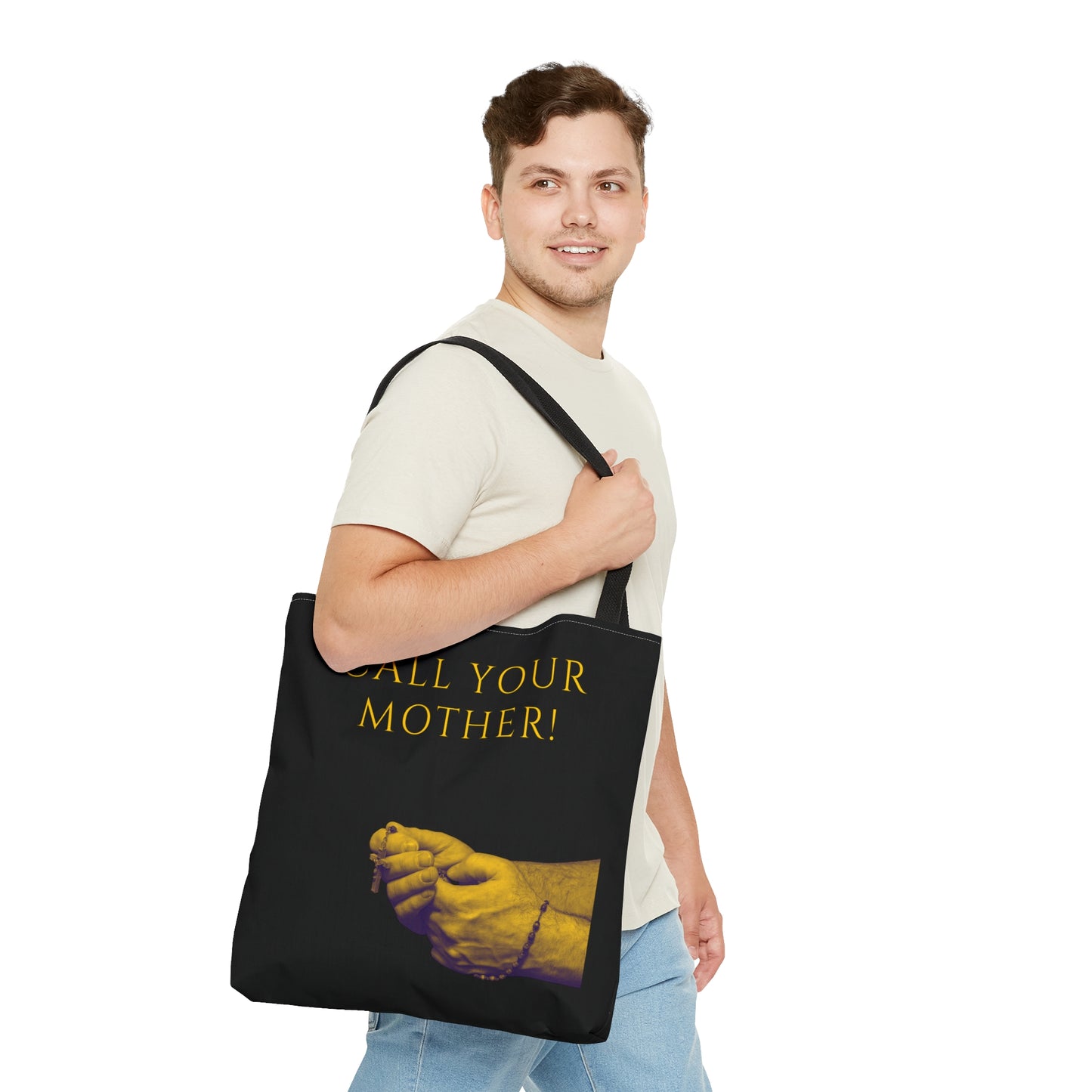 Call Your Mother Tote Bag Black, Hail Mary Tote Bag, Rosary Tote Bag, Catholic Tote Bag, Catholic Tote, Catholic Gift