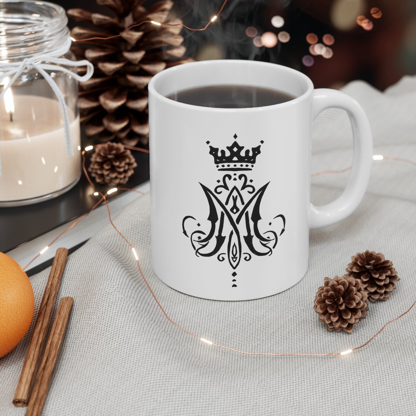 Marian Monogram Coffee Mug, Blessed Virgin Mary Mug, Catholic Mug, Marian Mug, Catholic gift, Gift for Mom, Gift for Dad, Religious Mug, Christian Mug