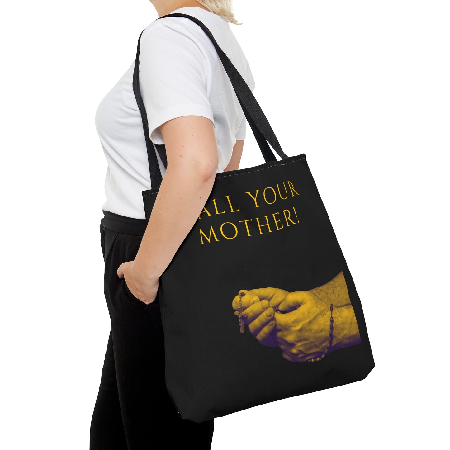 Call Your Mother Tote Bag Black, Hail Mary Tote Bag, Rosary Tote Bag, Catholic Tote Bag, Catholic Tote, Catholic Gift