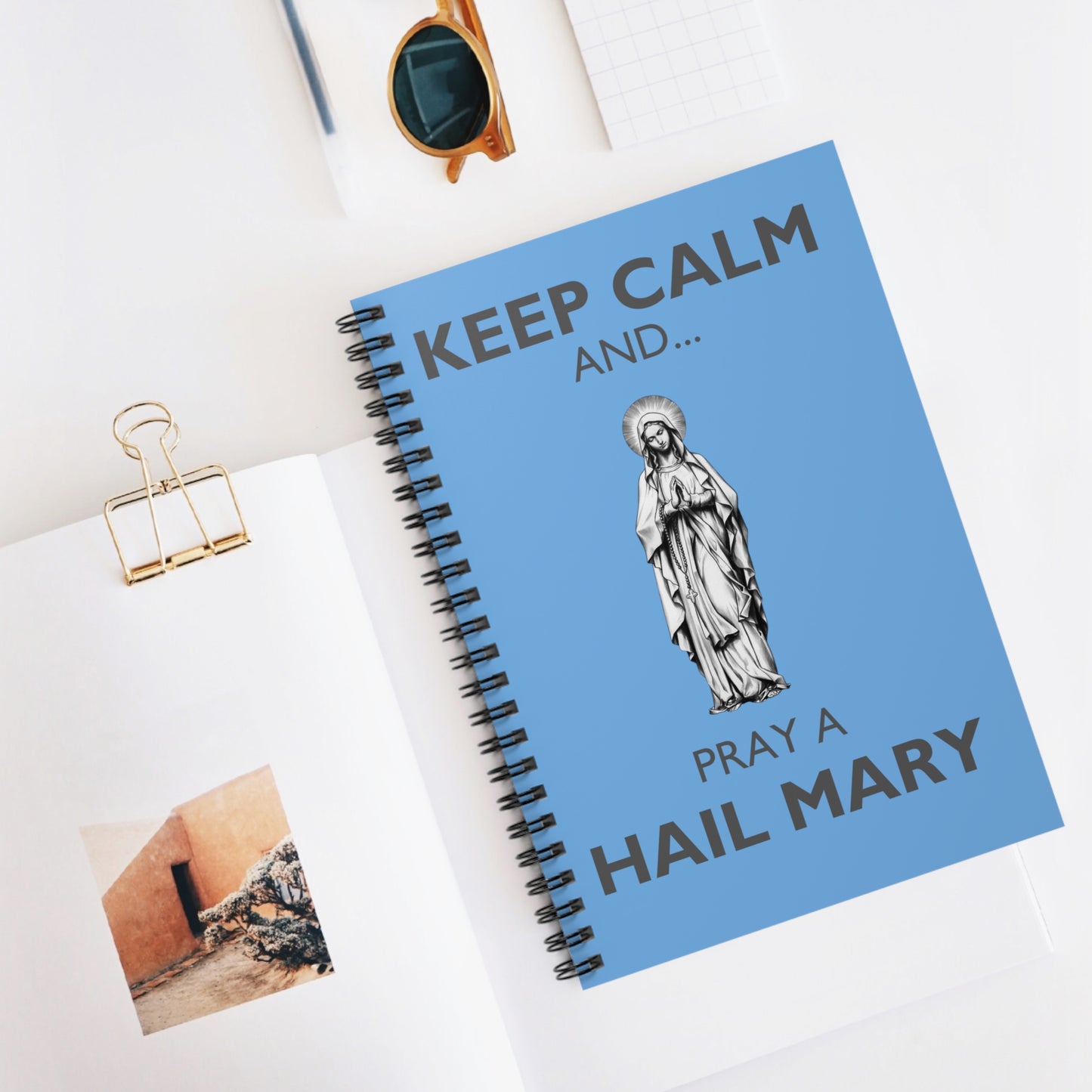 KEEP CALM AND PRAY A HAIL MARY Spiral Notebook, KEEP CALM Notebook, Hail Mary Spiral Notebook, Prayer Journal - Ruled Line, Catholic Notebook, Prayer Notebook