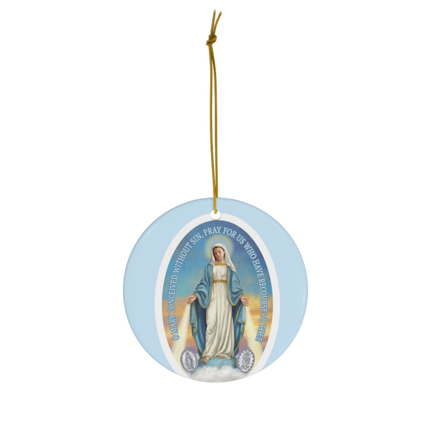 Miraculous Medal Ceramic Ornament, Miraculous Medal Ornament, Catholic Christmas Ornament, Marian Christmas, Marian Ornament, Traditional Catholic Ornament, Traditional Catholic Gift, Catholic Gifts