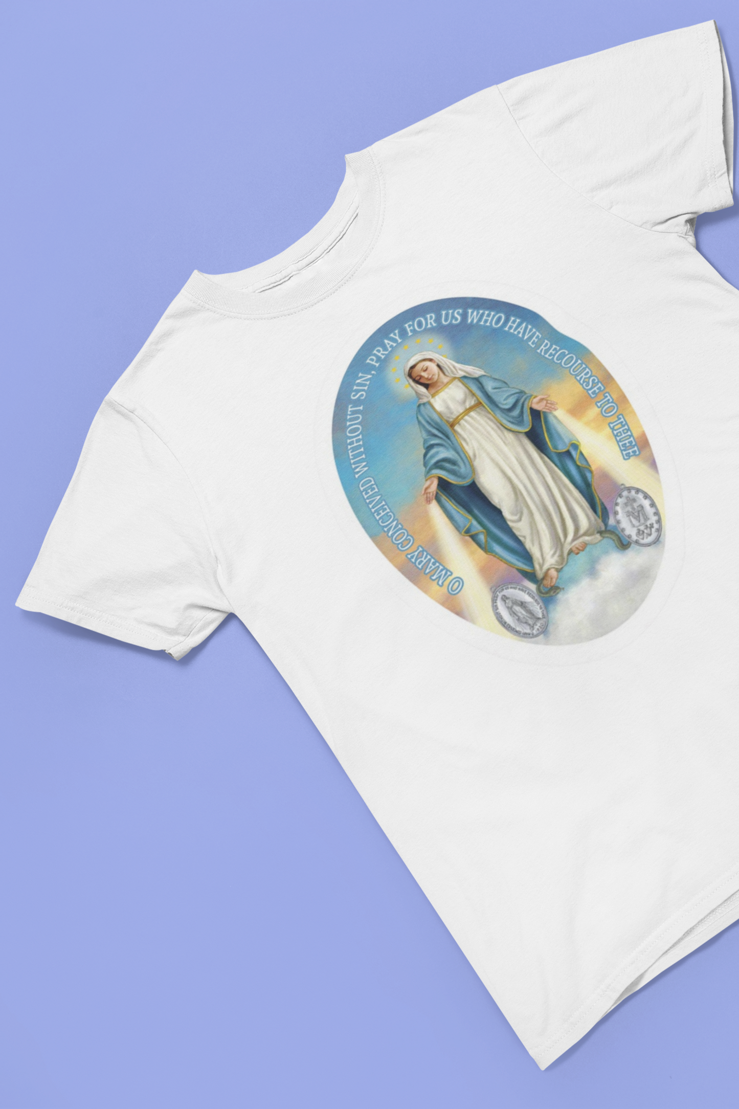 Miraculous Medal Unisex Cotton Tee, Miraculous Medal T-Shirt, Miraculous Medal Tee, Marian Tee, Blessed Virgin Mary T-Shirt, Catholic T Shirt, Marian T-Shirt, Catholic gift