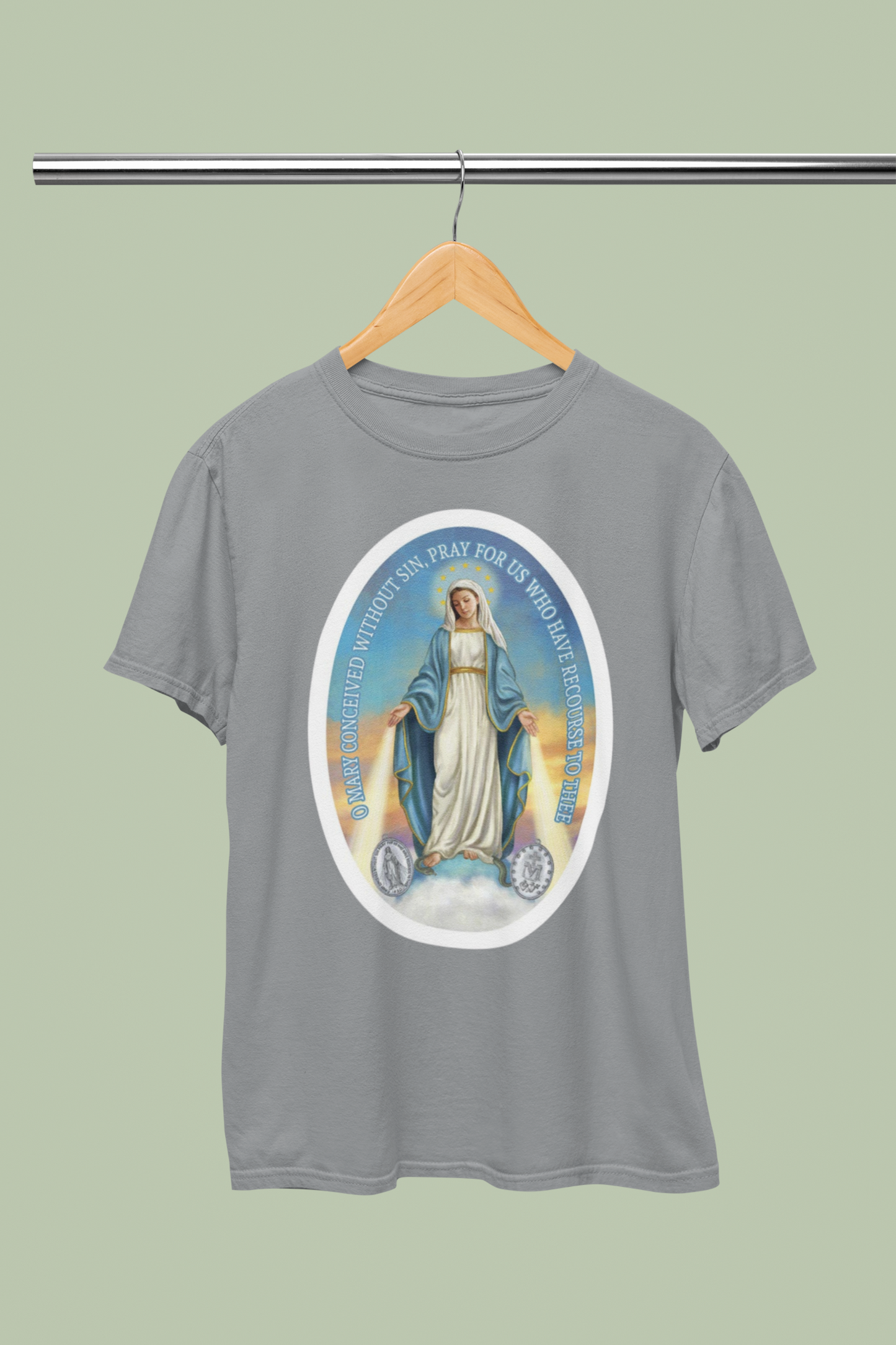 Miraculous Medal Unisex Cotton Tee, Miraculous Medal T-Shirt, Miraculous Medal Tee, Marian Tee, Blessed Virgin Mary T-Shirt, Catholic T Shirt, Marian T-Shirt, Catholic gift