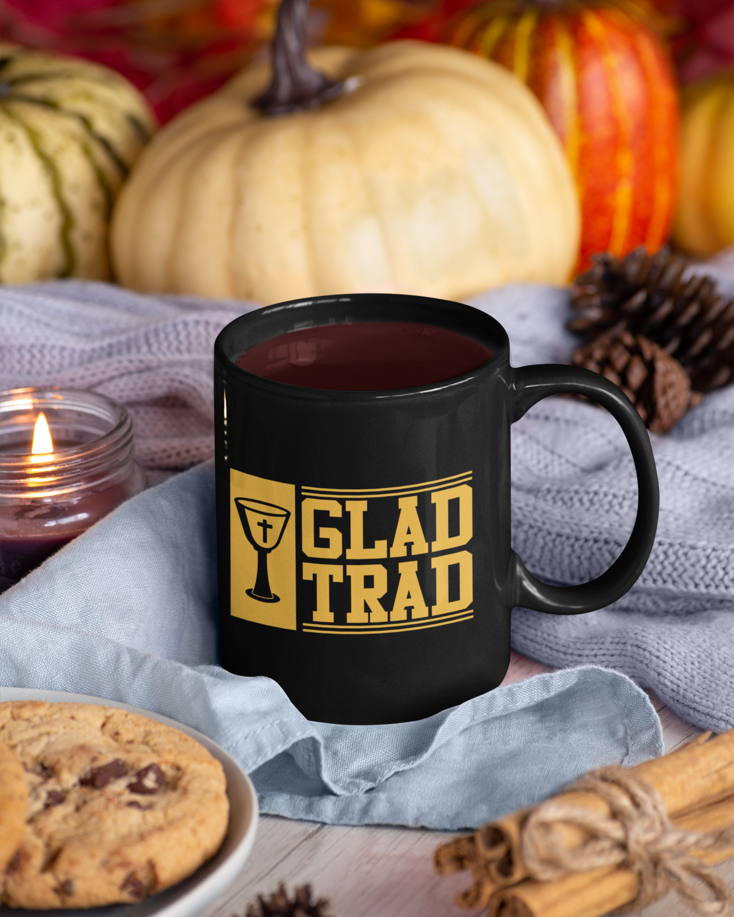 Glad Trad 11oz Black Mug, Catholic Mug, Catholic gift, Gift for Mom, Gift for Dad, Religious Mug, Christian Mug