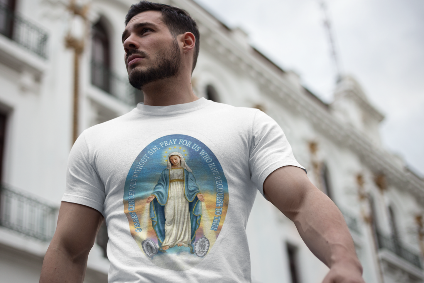 Miraculous Medal Unisex Cotton Tee, Miraculous Medal T-Shirt, Miraculous Medal Tee, Marian Tee, Blessed Virgin Mary T-Shirt, Catholic T Shirt, Marian T-Shirt, Catholic gift