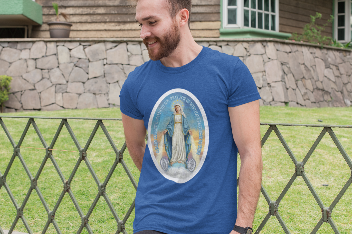 Miraculous Medal Unisex Cotton Tee, Miraculous Medal T-Shirt, Miraculous Medal Tee, Marian Tee, Blessed Virgin Mary T-Shirt, Catholic T Shirt, Marian T-Shirt, Catholic gift