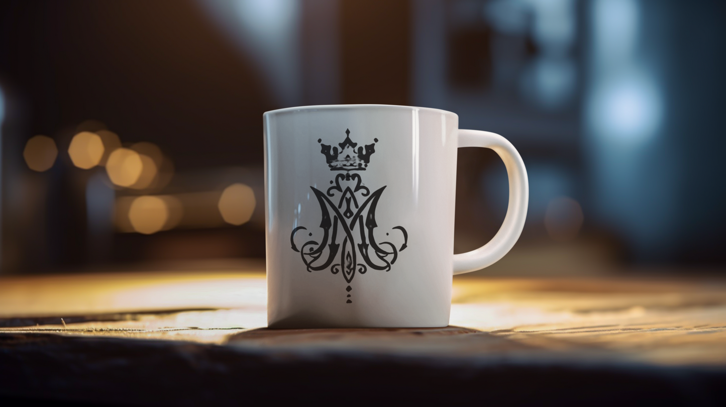 Marian Monogram Coffee Mug, Blessed Virgin Mary Mug, Catholic Mug, Marian Mug, Catholic gift, Gift for Mom, Gift for Dad, Religious Mug, Christian Mug