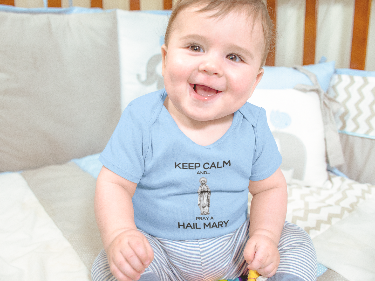 KEEP CALM AND... PRAY A HAIL MARY Infant Bodysuit; Hail Mary Bodysuit, Hail Mary All-in-one, Marian All-in-one, Catholic Gifts, Baptism Gift, Baby Gift