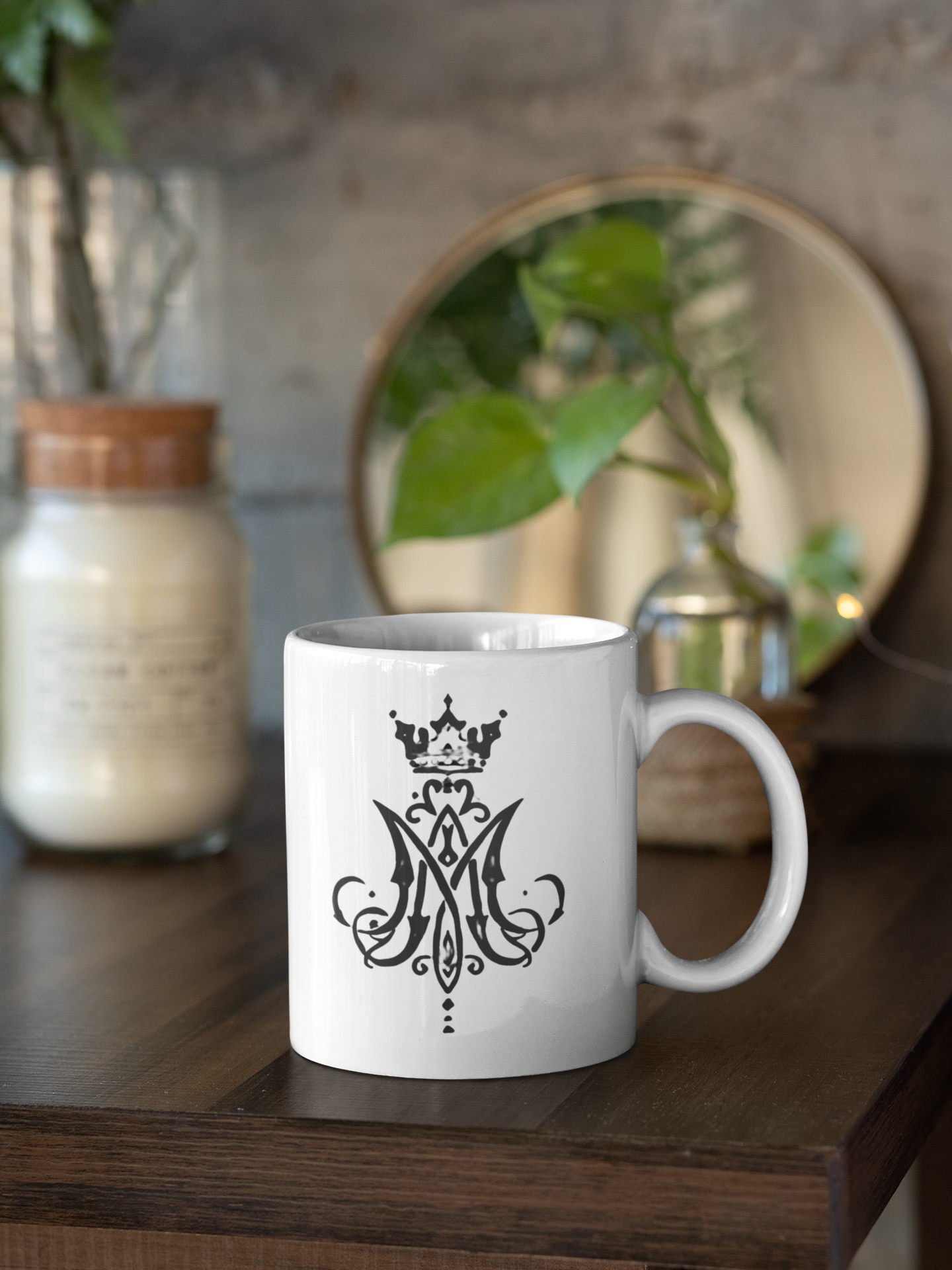 Marian Monogram Coffee Mug, Blessed Virgin Mary Mug, Catholic Mug, Marian Mug, Catholic gift, Gift for Mom, Gift for Dad, Religious Mug, Christian Mug