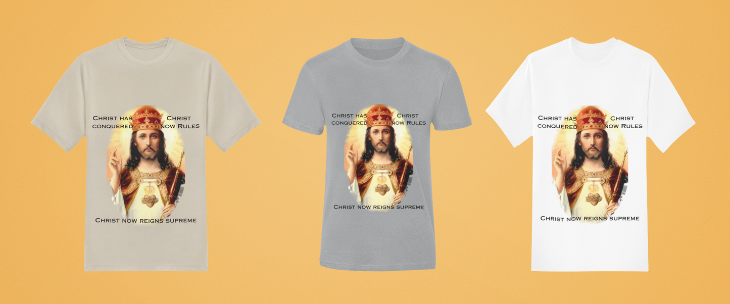 Christ the King T-Shirt in Engllish, Christ Has Conquered, Christ Now Rules, Christ Now Reigns Supreme, Catholic T-Shirt, Jesus T-Shirt, Christ the King Tshirt, Catholic Gift, Christian T-Shirt